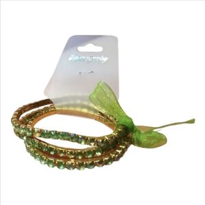 Green Rhinestone Stretch Bracelets, Set Of 3 NEW
